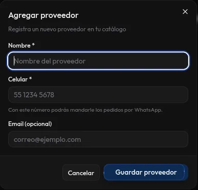 Primeros pasos: Da de alta un proveedor